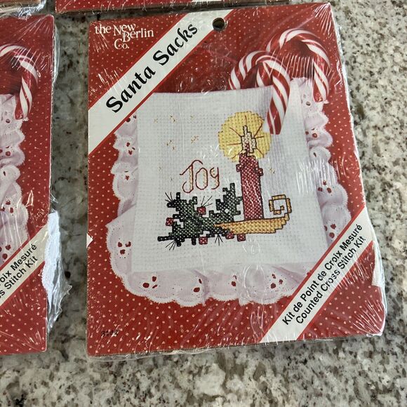 Counted Cross Stitch SANTA SACK KITS (6) Jot Candle New Berlin Co. - Picture 2 of 4